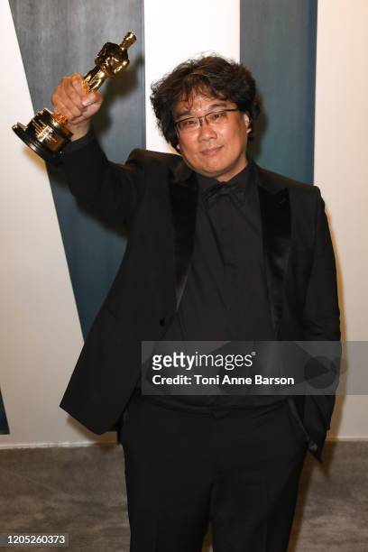 Bong Joon-ho attends the 2020 Vanity Fair Oscar Party at Wallis Annenberg Center for the Performing Arts on February 09, 2020 in Beverly Hills,...
