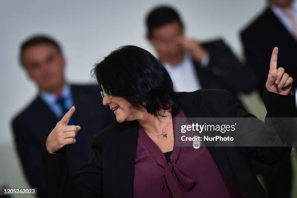 The Minister of Women, Family and Human Rights, Damares Alves, dance in the rhythm of '' Carimbo '' in front of brazilian president Jair Bolsonaro...