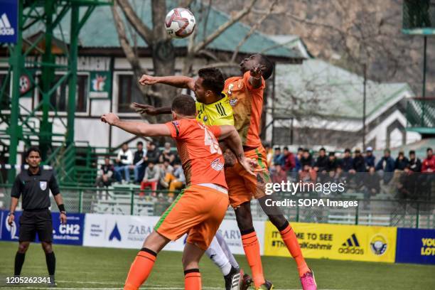 Robin Singh of Real Kashmir seen in action during a football match between Real Kashmir Football Club and NEROCA at TRC Srinagar. .