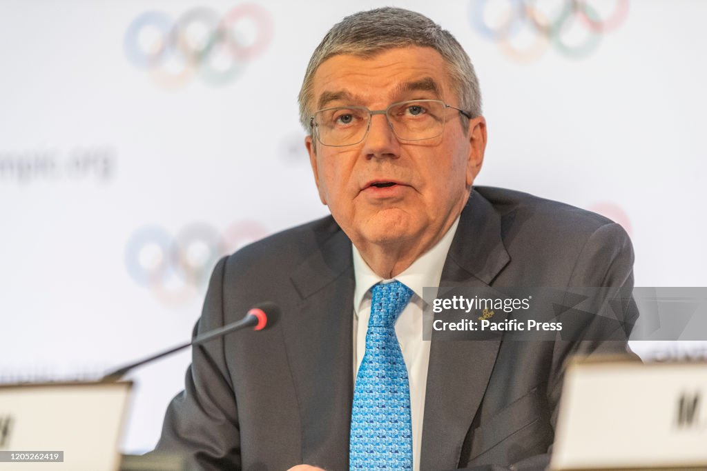 Thomas Bach, IOC President, who chairs the press conference...