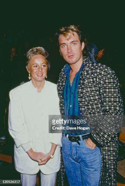 Bassist Martin Kemp of British pop group Spandau Ballet, with his wife, singer Shirlie Holliman of Pepsi & Shirlie, 1985.