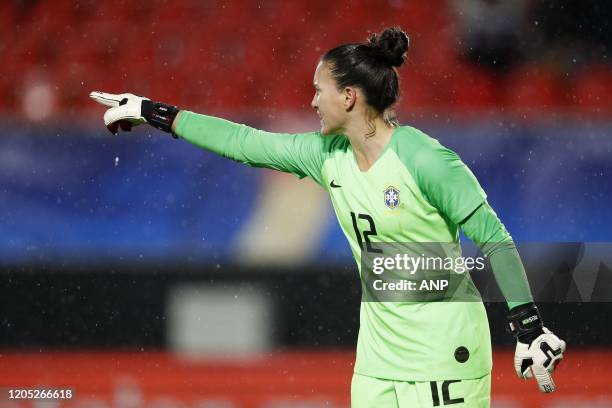 Brazil Women goalkeeper Aline Villares Reis during the women's international friendly Tournoi de France match between The Netherlands and Brazil at...