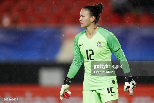 Brazil Women goalkeeper Aline Villares Reis during the women's international friendly Tournoi de France match between The Netherlands and Brazil at...