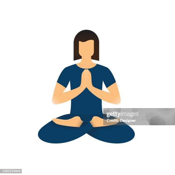 瞑想フラットアイコン。フラットベクトルイラストレーションシンボルデザイン要素 - woman yoga点のイラスト素材／クリップアート素材／マンガ素材／アイコン素材