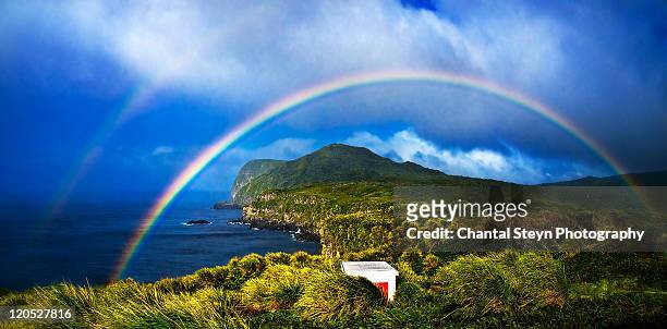 double rainbow on gough island - south atlantic ocean stock pictures, royalty-free photos & images