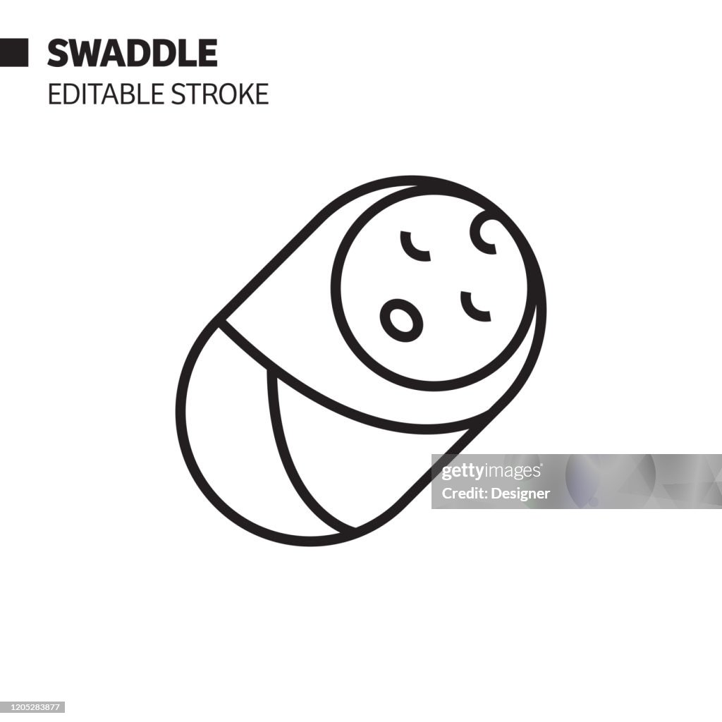 Swaddle Line Icon, Outline Vector Symbol Illustration. Pixel Perfect, Editable Stroke.