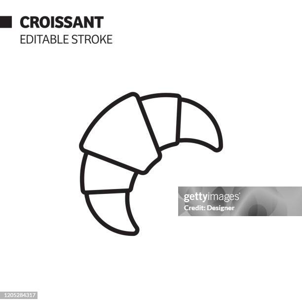 illustrazioni stock, clip art, cartoni animati e icone di tendenza di icona linea croissant, illustrazione del simbolo vettoriale del contorno. pixel perfetto, tratto modificabile. - croissant