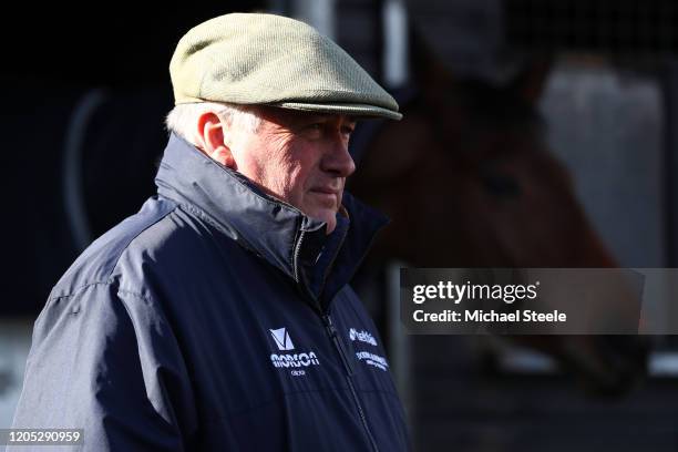 National hunt trainer Paul Nicholls with Cyrname during a stable visit at Manor Farm Stables ahead of the Betfair Ascot Chase meeting on February 10,...