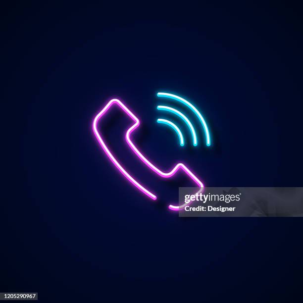 hotline icon neon style, design elements - wireless headset stock illustrations