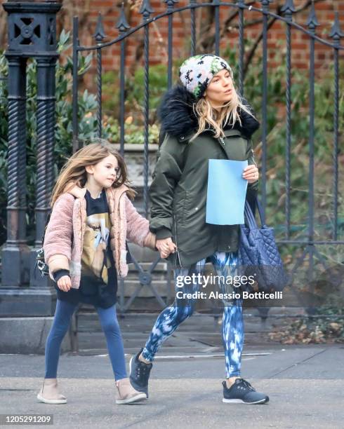 Sienna Miller and Marlowe Sturridge are seen in West Village on February 10, 2020 in New York City.