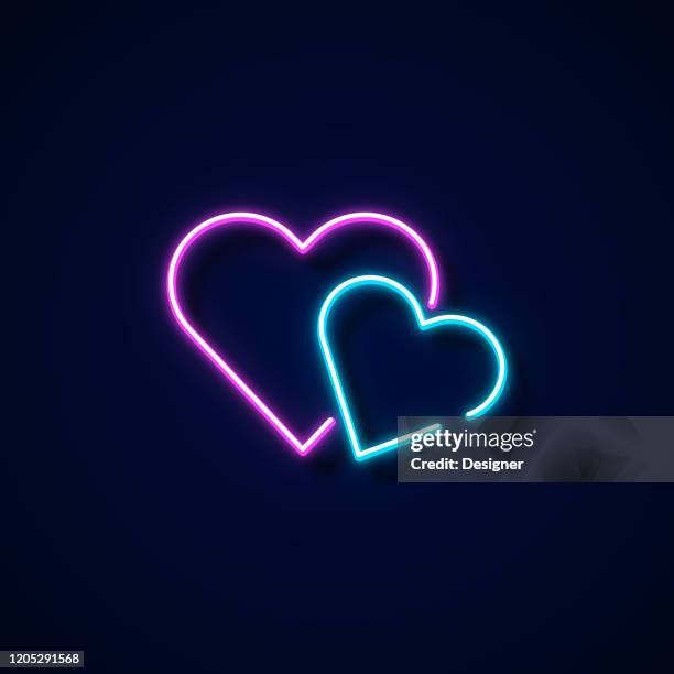 ilustraciones, imágenes clip art, dibujos animados e iconos de stock de estilo de neón de icono de amor, elementos de diseño - parejas tiernas