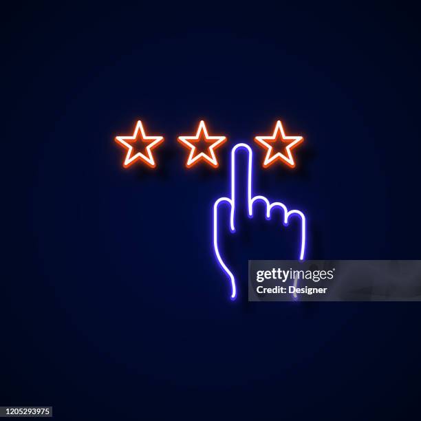 rating icon neon style, design elements - customer identification stock illustrations