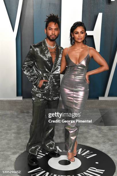 Miguel Mandi and Nazanin Mandi attend the 2020 Vanity Fair Oscar party hosted by Radhika Jones at Wallis Annenberg Center for the Performing Arts on...