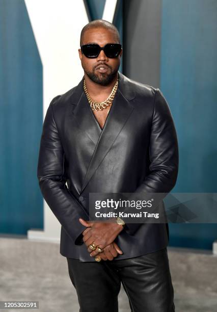 Kanye West attends the 2020 Vanity Fair Oscar Party hosted by Radhika Jones at Wallis Annenberg Center for the Performing Arts on February 09, 2020...