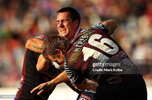 Mitchell Pearce of the Roosters during the round 22 NRL match between the Manly Warringah Sea Eagles and the Sydney Roosters at Brookvale Oval on...