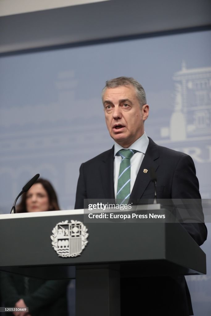 President Basque The president of the Basque government, Iñigo Urkullu, during a press ...