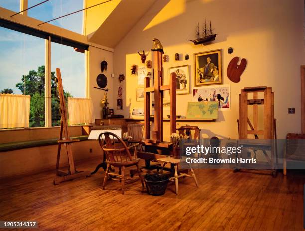 Interior of Norman Rockwell's studio housed in the Norman Rockwell Museum, Stockbridge, Massachusetts, 1992.