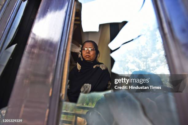 Broken glass is seen at Razia's house after last week's violence in northeast Delhi over the Citizenship Amendment Act , at Brijpuri on March 5, 2020...