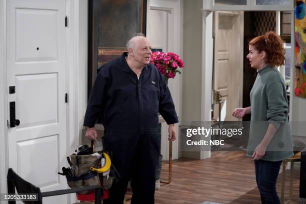 What a Dump" Episode 308 -- Pictured: Eddie Pepitone as Walt, Debra Messing as Grace Adler --