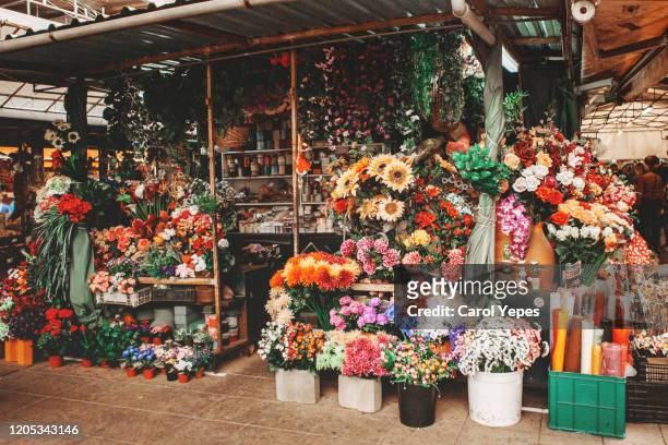 flowers market stall in oporto,portugal - flower stall stock-fotos und bilder