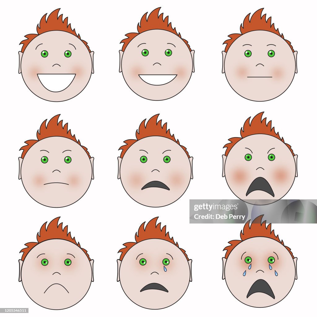 Expression Background Illustrated Facial Expressions On A White Background High-Res Stock ...