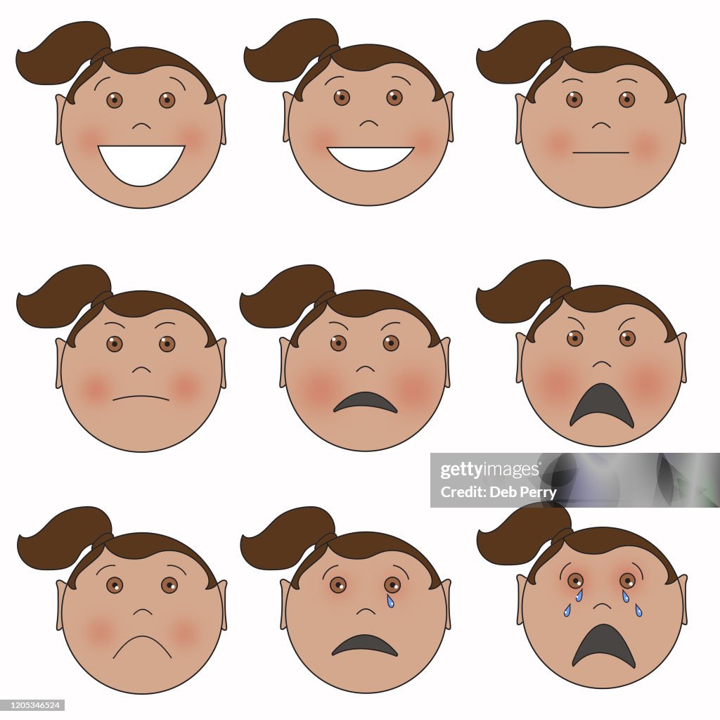 Expression Background Illustrated Facial Expressions On A White Background High-Res Stock ...