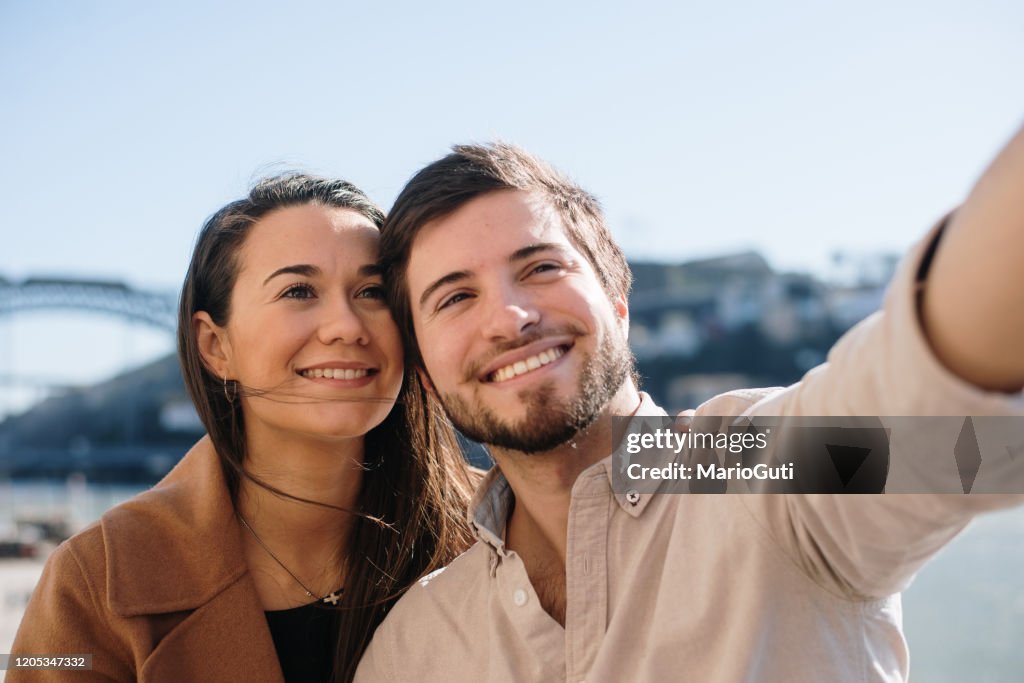 Young couple senfie