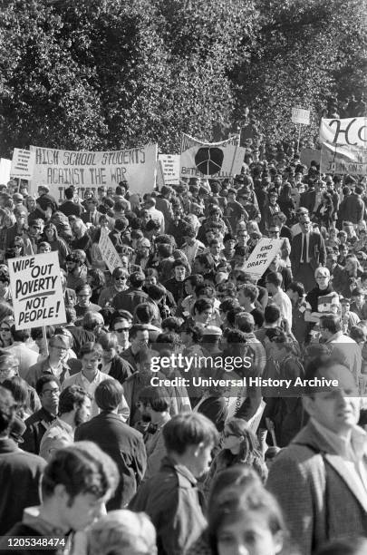 Large crowd at a National Mobilization to End the War in Vietnam direct action demonstration, Washington, D.C., USA, photograph by Warren K. Leffler,...
