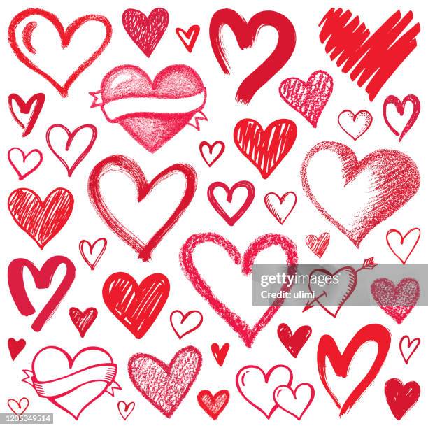 hearts - chalk scribble stock illustrations