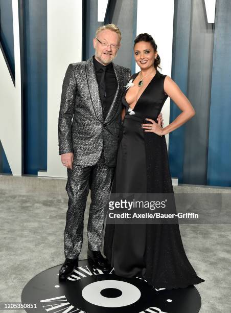Jared Harris and Allegra Riggio attend the 2020 Vanity Fair Oscar Party hosted by Radhika Jones at Wallis Annenberg Center for the Performing Arts on...