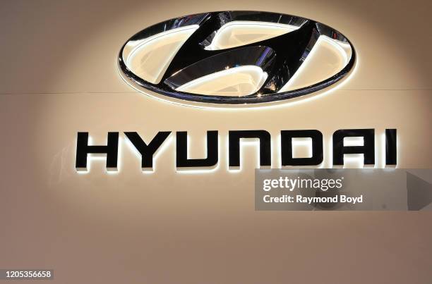 Hyundai signage is on display at the 112th Annual Chicago Auto Show at McCormick Place in Chicago, Illinois on February 6, 2020.