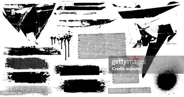 ilustraciones, imágenes clip art, dibujos animados e iconos de stock de marcas grunge negras - tinta