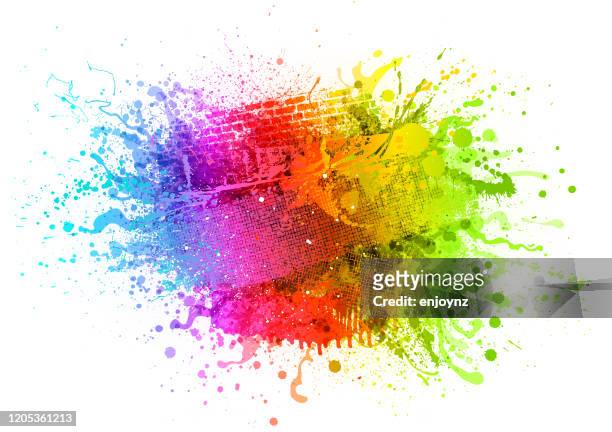 illustrazioni stock, clip art, cartoni animati e icone di tendenza di sfondo iniziale della vernice arcobaleno - immagine a colori