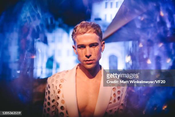 Tommy Dorfman attends the 2020 Vanity Fair Oscar Party Hosted By Radhika Jones at Wallis Annenberg Center for the Performing Arts on February 09,...