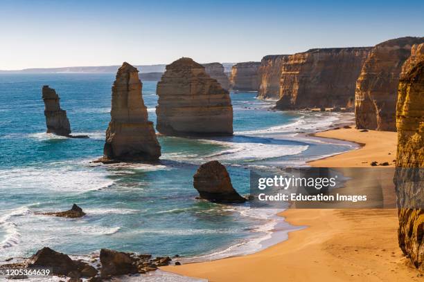 The Twelve Apostles, near Port Campbell in the Port Campbell National Park, Great Ocean Road, Victoria, Australia. The Apostles are limestone stacks...