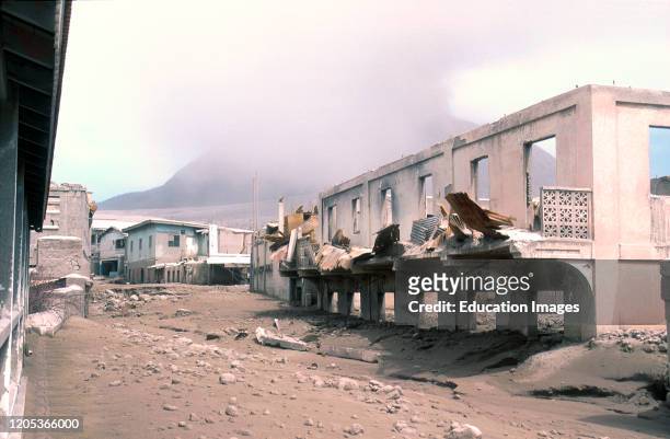 Plymouth abandoned capital of Montserrat after Soufriere Hills volcano eruptions started in 1995 causing about 19 deaths.