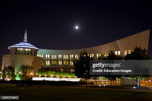 Moon over Country Music Hall of Fame and Museum Nashville Tennessee USA.