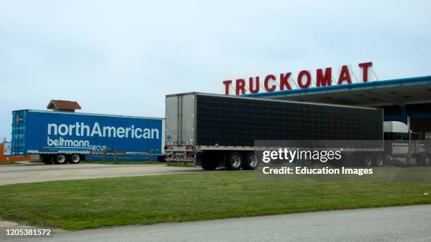 Truckomat truck wash worlds largest truck stop Iowa 80 Walcott Iowa USA.