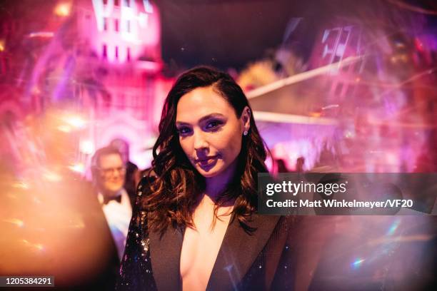 Gal Gadot attends the 2020 Vanity Fair Oscar Party Hosted By Radhika Jones at Wallis Annenberg Center for the Performing Arts on February 09, 2020 in...