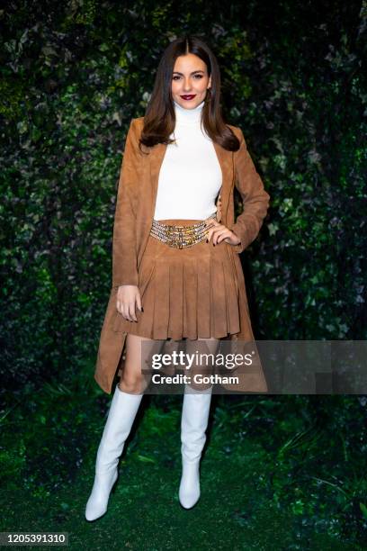 Victoria Justice attends the Alice + Olivia fashion show during New York Fashion Week: The Shows at Highline Stages on February 10, 2020 in New York...