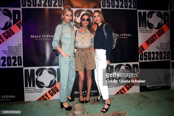 Caro Daur, Sophia Roe and Pernille Teisbaek during the MARC O'POLO legendary ORGANIC LAUNCH PARTY on March 5, 2020 in Stockholm, Sweden.