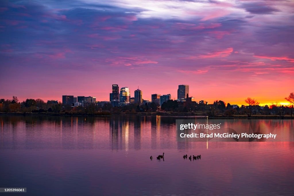Denver sunrise over Standley Lake