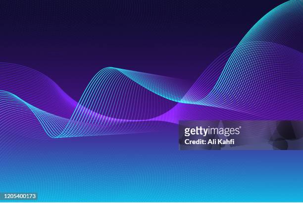 abstract waving line particle technology background - wave pattern stock illustrations