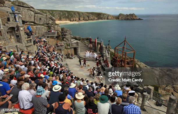 The audience take their seats to see Cyrano De Bergerac presented by Shattered Windscreen Theatre Company at the Minack Theatre on August 5, 2011 in...