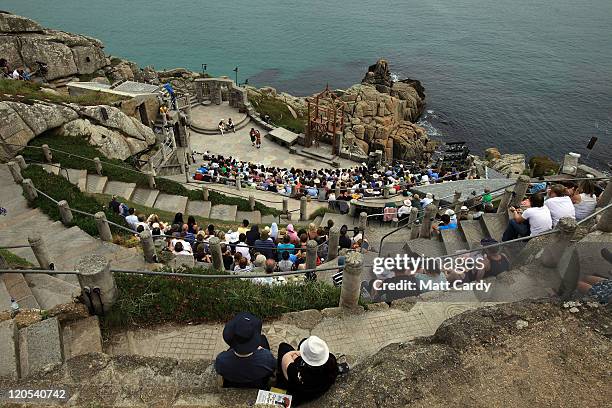 The audience take their seats to see Cyrano De Bergerac presented by Shattered Windscreen Theatre Company at the Minack Theatre on August 5, 2011 in...