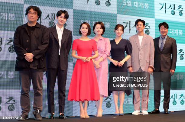 Bong Joon-Ho, Choi Woo-Sik, Cho Yeo-Jeong, Jang Hye-Jin, Park So-Dam, Lee Sun-Kyun, and Song Kang-Ho attend premiere of Korean Movie 'Parasite' at...