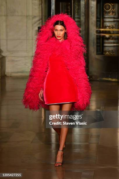 Bella Hadid walks the runway during the Oscar De La Renta Show - February 2020 New York Fashion Week: The Shows at The New York Public Library on...