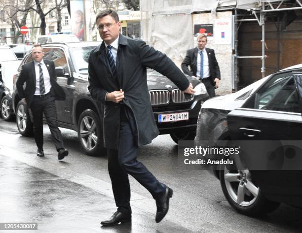 Russian Energy Minister Aleksandr Novak arrives OPEC building to attend the meeting between The Organization of the Petroleum Exporting Countries and...