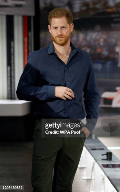 Prince Harry, Duke of Sussex walks around the exhibition at The Silverstone Experience on March 6, 2020 in Northampton, England.