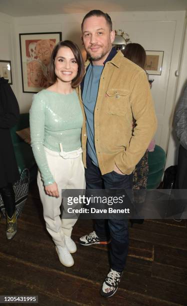 Charlotte Riley and Tom Hardy attend a drinks reception at Soho House to celebrate the announcement of a brand-new childcare facility at Warner Bros....